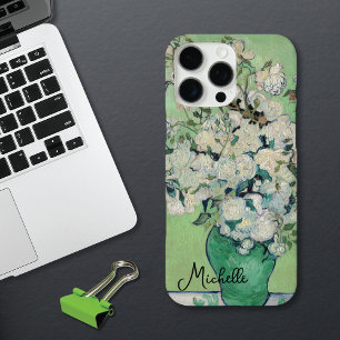 Coque iPhone 16 Pro Max Vase avec Rose Monogram Van Gogh