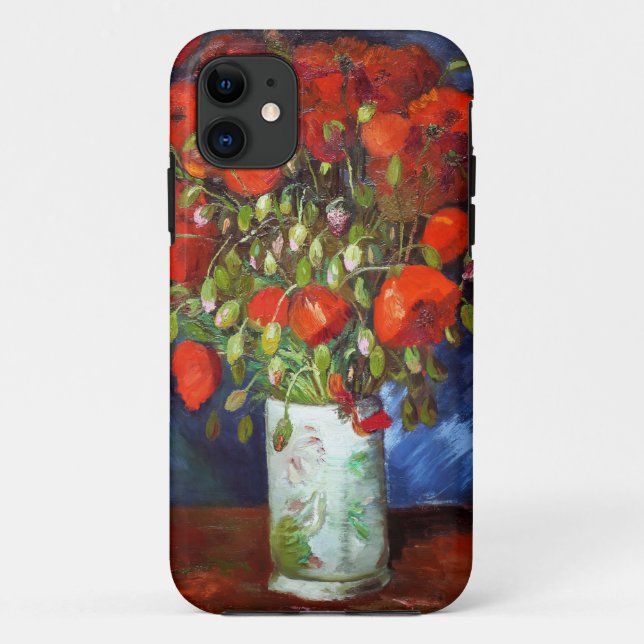 Coques Case-Mate iPhone Vase de Vincent Van Gogh avec Coquelicots Rouges B (Dos)