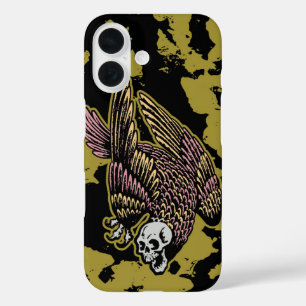 Coque Pour iPhone 16 Vautour gothique Crâne Art Grunge Camouflage