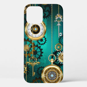Case-Mate iPhone Case Veille bijoux Steampunk sur un Arrière - plan vert