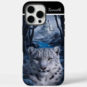 Coque iPhone 16 Pro Max Veille hivernale du léopard des neiges
