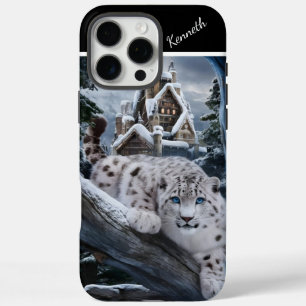 Coque iPhone 16 Pro Max Veille hivernale du léopard des neiges