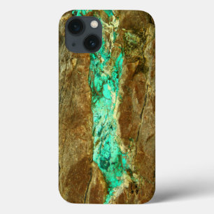 Case-Mate iPhone Case Veine turquoise naturelle en pierre brune rugueuse