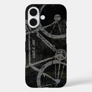 Coque Pour iPhone 16 vélo gris sur noir