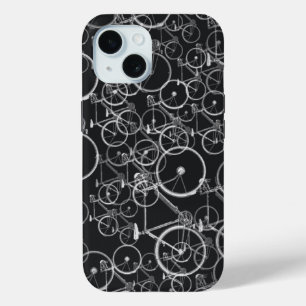 Coque Pour iPhone 15 Vélos motif en noir et blanc