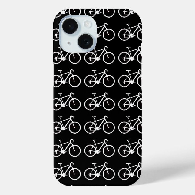 Coques Case-Mate iPhone Vélos noirs et blancs à motifs (Verso)