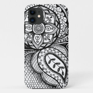 Coques Pour iPhone Velours noir blanc Damas Dreamcatcher Mandala Art