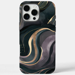 Coque iPhone 16 Pro Max Velvet Eclipse Flux doré en marbre foncé