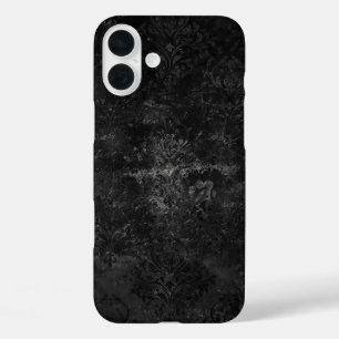 Coque Pour iPhone 16 Plus Velvety Onyx Damask   Black Vampy Grunge Baroque