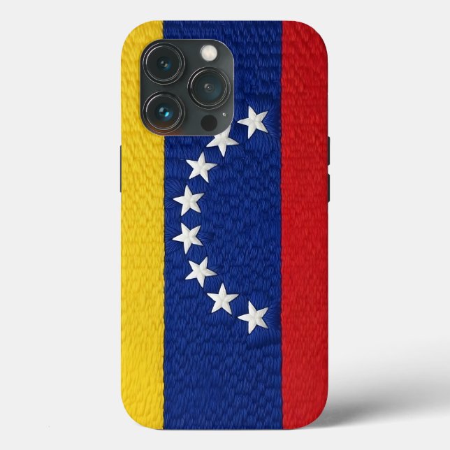Coques Case-Mate iPhone Venezuelan flag embroidery style design (Verso)