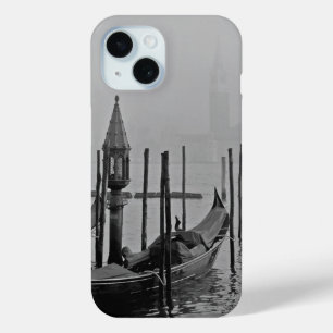 Coque Pour iPhone 15 Venise noire et blanche Italie Voyage