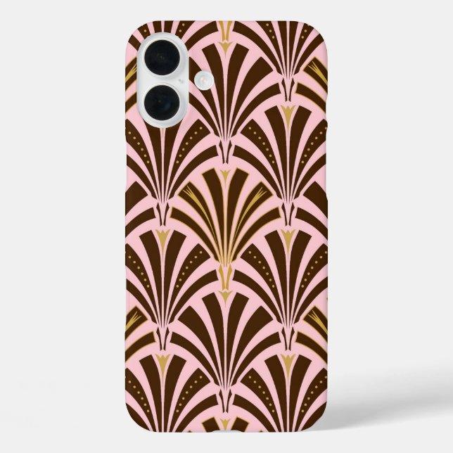 Coques Case-Mate iPhone Ventilateur Art déco motif - chocolat rose (Verso)