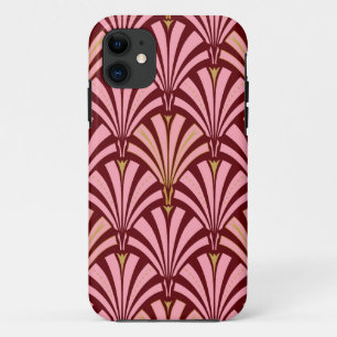 Coques Pour iPhone Ventilateur Art déco motif - rose et marron
