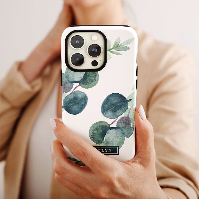Coques Case-Mate iPhone Verdure luxuriante et Eucalyptus Nom personnalisé (Créateur téléchargé)