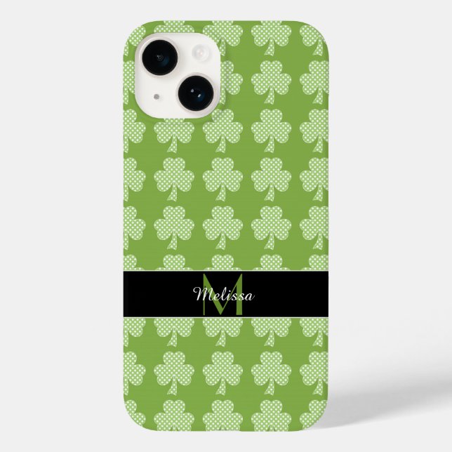 Coques Case-Mate iPhone Verdure Pois  Patrick's Day Monogramme (Verso)