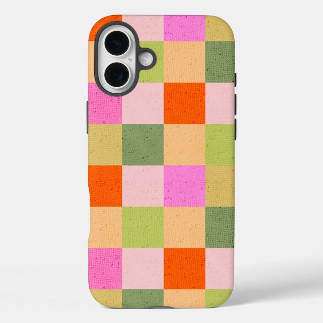 Coques Case-Mate iPhone Vérifications rétroactives rose orange vert (Verso)