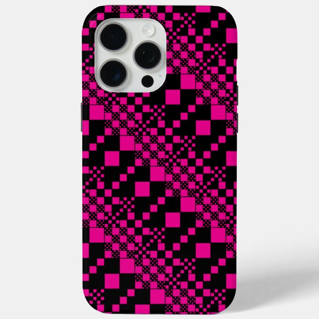 Coques Case-Mate iPhone Vérifié, Chèques - Magenta et Noir (Verso)