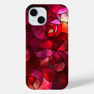 Coque Case-Mate iPhone Verre en verre rouge Rose Floral Art pour les femm