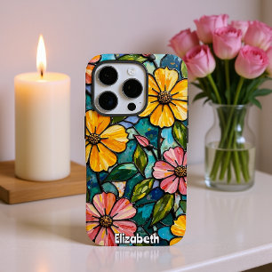 Coque iPhone 16 Pro Verre floral éclairé