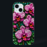 Coque Case-Mate iPhone Verre Tissé Avec Orchidées Roses<br><div class="desc">Composition artistique d'orchidées roses complexes dans un style de vitrail avec des accents de bijoux encadrés magnifiquement,  mettant en évidence l'élégance et le charme.</div>