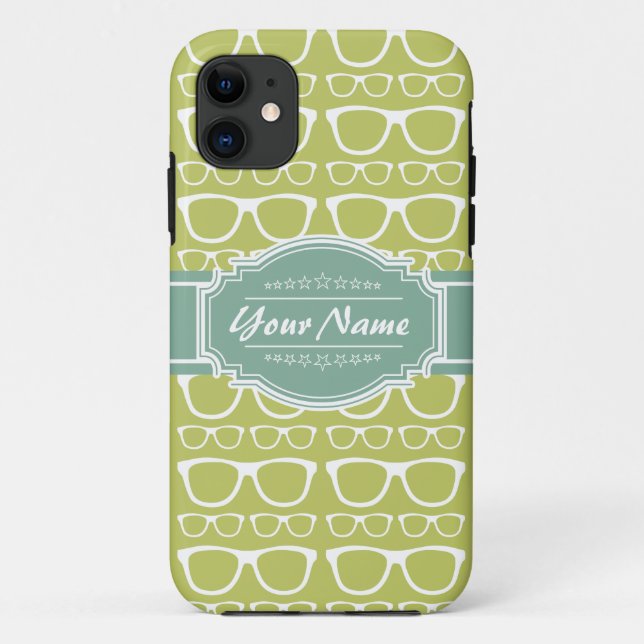 Coques Case-Mate iPhone Verres Geeks verts personnalisés (Dos)