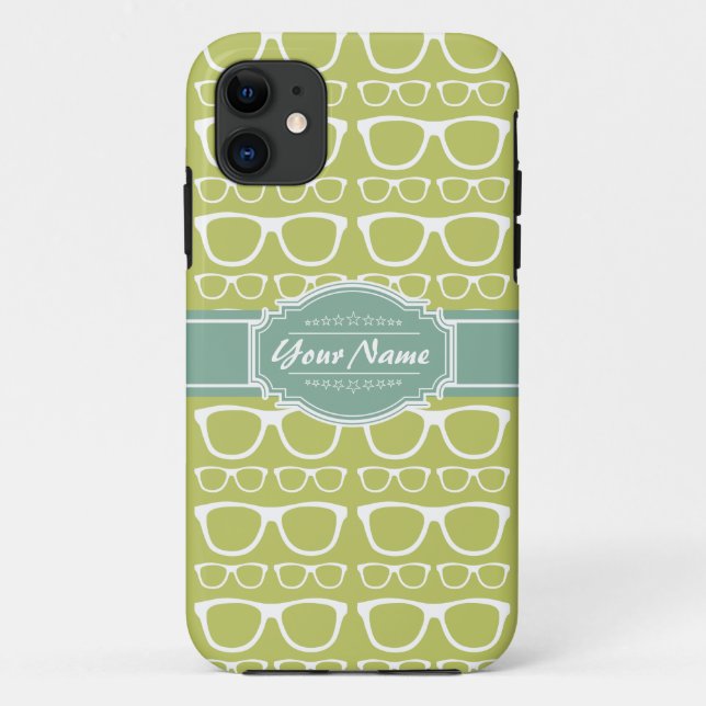 Coques Case-Mate iPhone Verres Geeks verts personnalisés (Dos)