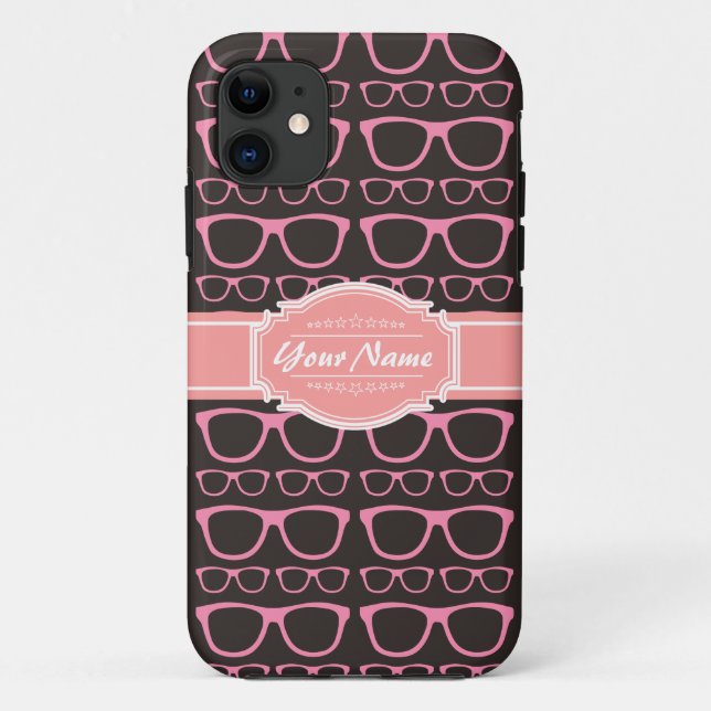 Coques Case-Mate iPhone Verres Nerd rose corail Personnalisés (Dos)