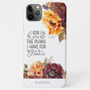 Case-Mate iPhone Case Verset biblique chrétien floral bordeaux orange