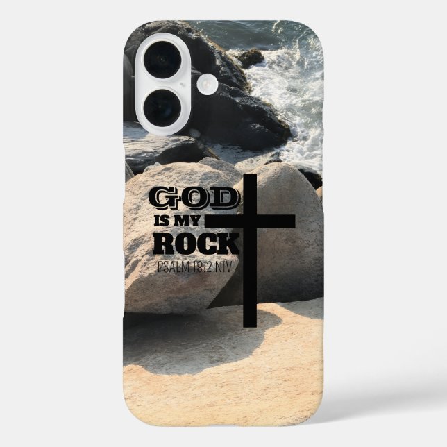 Coques Case-Mate iPhone Verset biblique Dieu est mon Rocher Croix noire Ch (Verso)