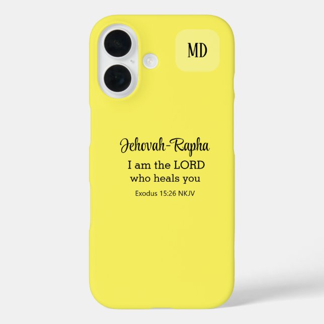 Coques Case-Mate iPhone Verset de la Bible chrétienne Monogramme Jaune (Verso)