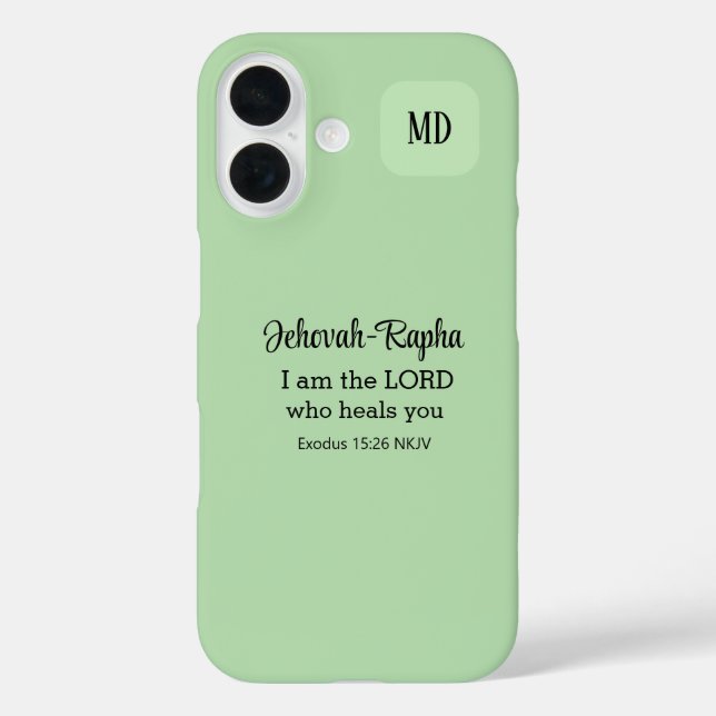 Coques Case-Mate iPhone Verset de la Bible chrétienne Monogramme vert clai (Verso)