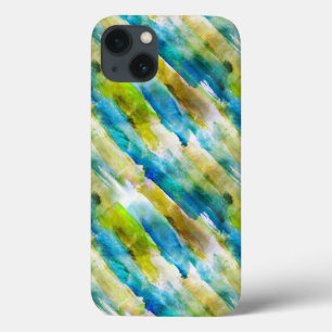 Coque Case-Mate iPhone Vert abstrait d'aquarelle, bleu