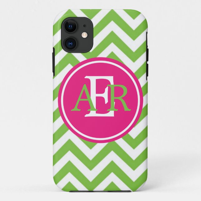 Coques Case-Mate iPhone Vert avec le monogramme d'envie (Dos)