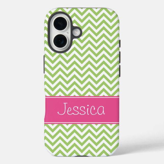 Coques Case-Mate iPhone Vert Chevron Chic Rose Personnalisé (Verso)