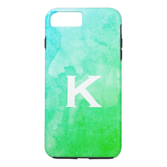 Coques Case-Mate iPhone Vert / Couleur de l'eau / Monogramme (Dos)