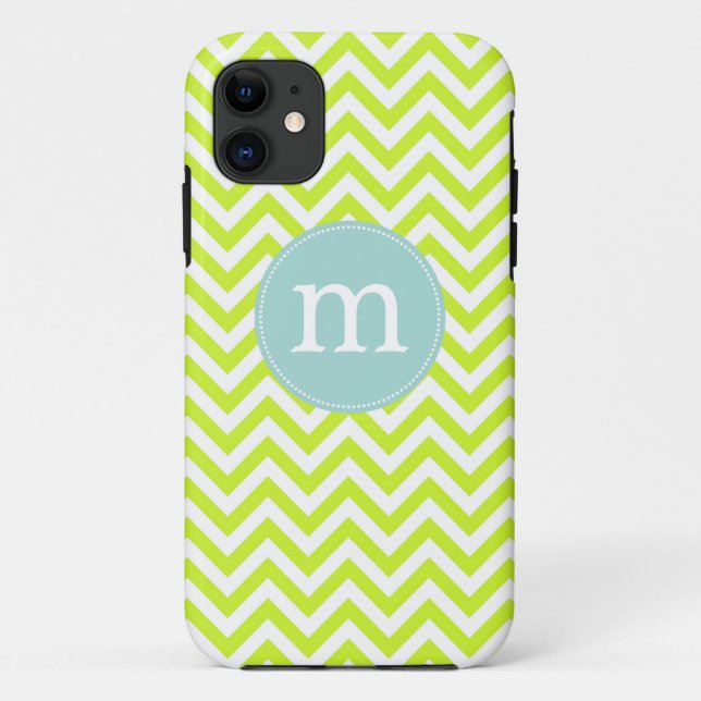 Coques Case-Mate iPhone Vert de chaux moderne Chevron personnalisé (Dos)