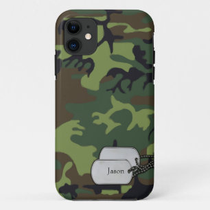 Coque iPhone 11 Vert de Forrest et camouflage Brown de militaires