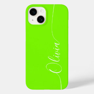 Coque Case-Mate iPhone Vert Élégant Nom de Script Calligraphié Blanc