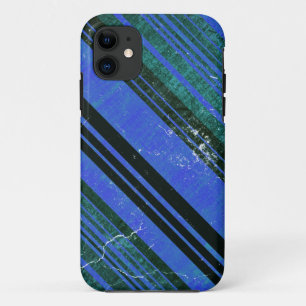 Coque iPhone 11 Vert et Bleu Grandes bandes texture grunge 2