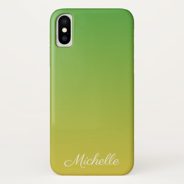 Coques Case-Mate iPhone Vert et jaune foncé personnalisé (Dos)