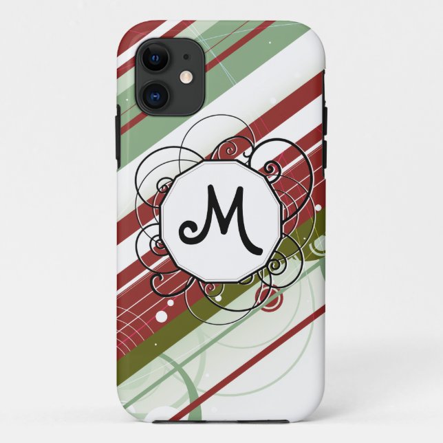 Coques Case-Mate iPhone Vert et rayures de vin Moderne-Rétros avec le (Dos)