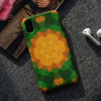 Case-Mate iPhone Case Vert fleur Mandala rétro et orange