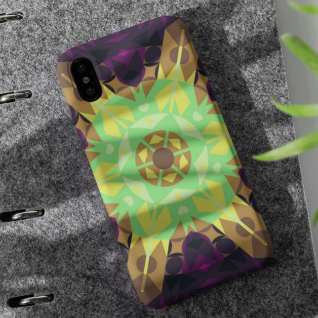 Coques Case-Mate iPhone Vert fleur Mandala rétro Jaune et violet (Créateur téléchargé)