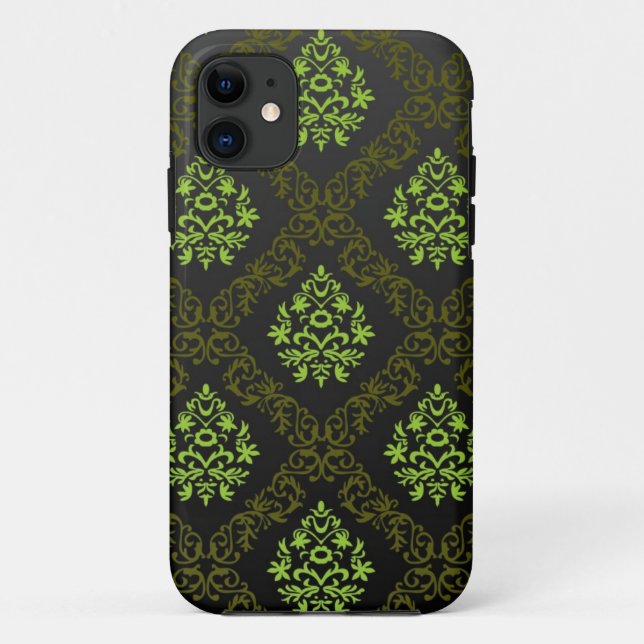 Coques Case-Mate iPhone Vert floral de papier peint (Dos)