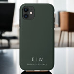 Case-Mate iPhone Case Vert foncé Élégant Moderne Minimaliste Monogramme<br><div class="desc">Élevez votre smartphone avec notre coque iphone de nom Monogramme minimaliste moderne classique élégant. Ce coque méticuleusement conçu allie élégance intemporelle et minimalisme contemporain. Conçu à la perfection, il protège non seulement votre appareil, mais ajoute également une touche de style personnalisé. Les options de personnalisation de monogramme et de nom...</div>
