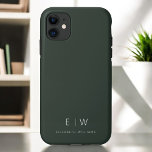 Case-Mate iPhone Case Vert foncé Élégant Moderne Minimaliste Monogramme<br><div class="desc">Élevez votre smartphone avec notre coque iphone de nom Monogramme minimaliste moderne classique élégant. Ce coque méticuleusement conçu allie élégance intemporelle et minimalisme contemporain. Conçu à la perfection, il protège non seulement votre appareil, mais ajoute également une touche de style personnalisé. Les options de personnalisation de monogramme et de nom...</div>