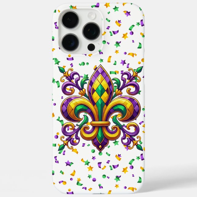 Coques Case-Mate iPhone Vert jaune pourpre Mardi Gras fleur de lis (Verso)