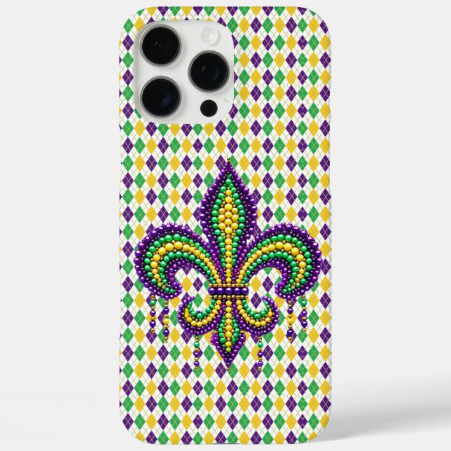 Coques Case-Mate iPhone Vert jaune pourpre Mardi Gras fleur de lis (Verso)