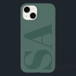 Coque Case-Mate iPhone Vert moderne initial minimal contemporain<br><div class="desc">Conception moderne de monogramme vert initial minimaliste de boîtier de téléphone contemporain.</div>