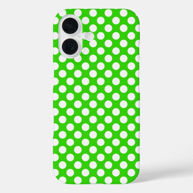 Coques Case-Mate iPhone Vert néon avec Pois blancs (Verso)